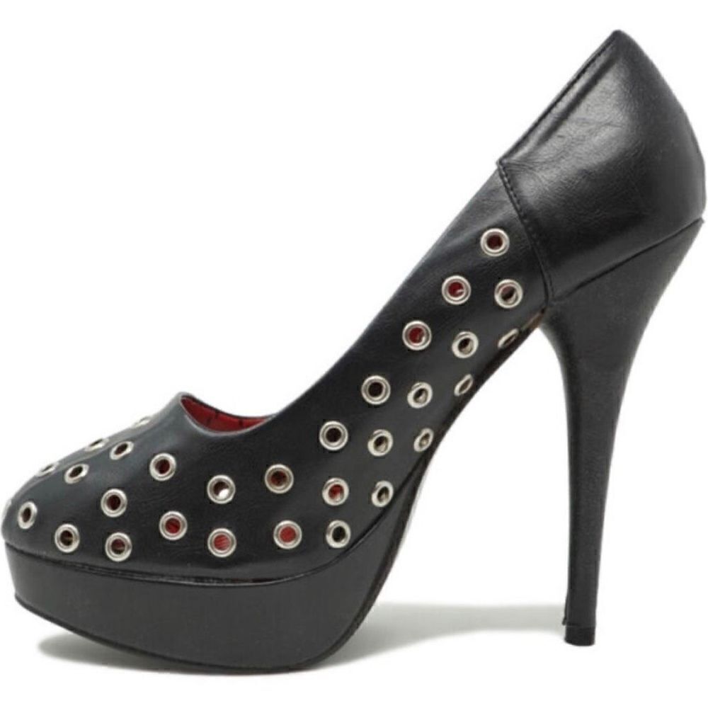 Abbey Dawn Avril Lavigne Black Grommet Eyelet Platform Stiletto Pumps Heels